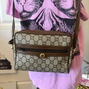 Authentic Gucci Plus Beige and Brown Monogram Crossbody Bag